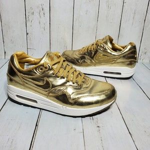 Nike I.D. Womens Air Max 1 ID Size 8 Premium Liquid Gold White GUC